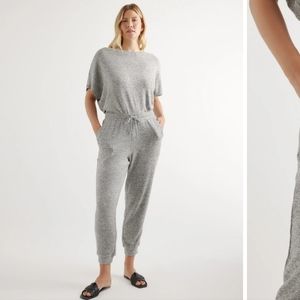 Quince 2 Piece Brushed Heather Gray Jogging Lounge Set XS